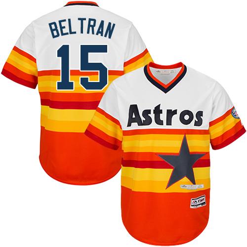 Astros #15 Carlos Beltran White/Orange Cooperstown Stitched Youth MLB Jersey
